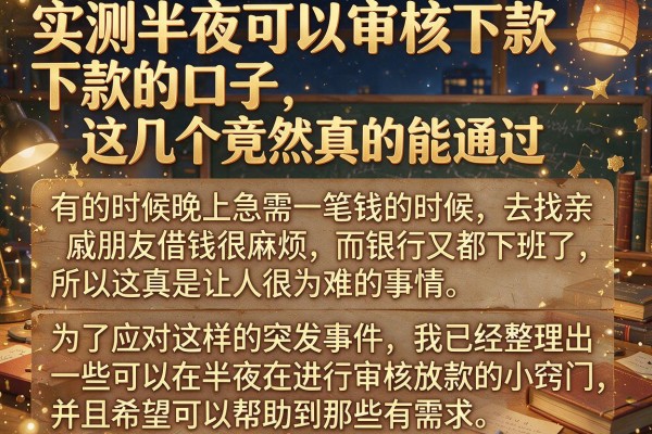 实测半夜可以审核下款的口子，这几个竟然真的能通过