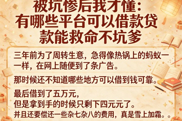 被坑惨后我才懂：有哪些平台可以借款贷款能救命不坑爹
