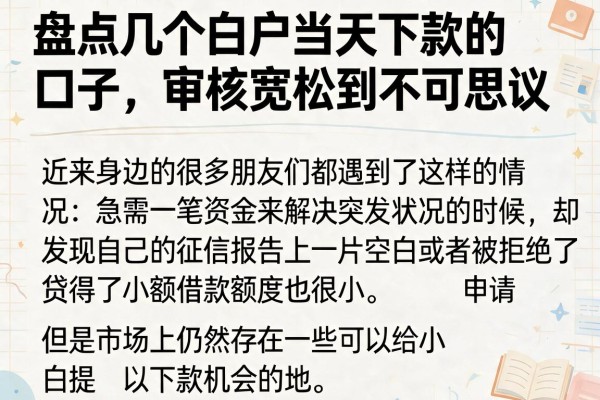 盘点几个白户当天下款的口子，审核宽松到不可思议