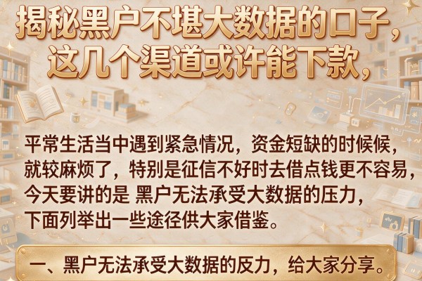 揭秘黑户不堪大数据的口子，这几个渠道或许能下款