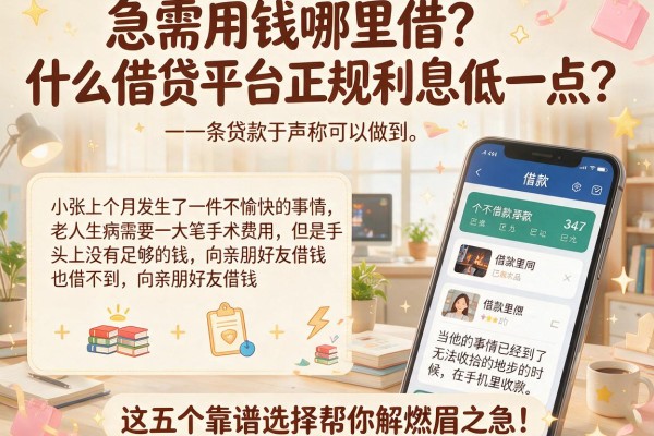 急需用钱哪里借？什么借贷平台正规利息低一点？这五个靠谱选择帮你解燃眉之急！