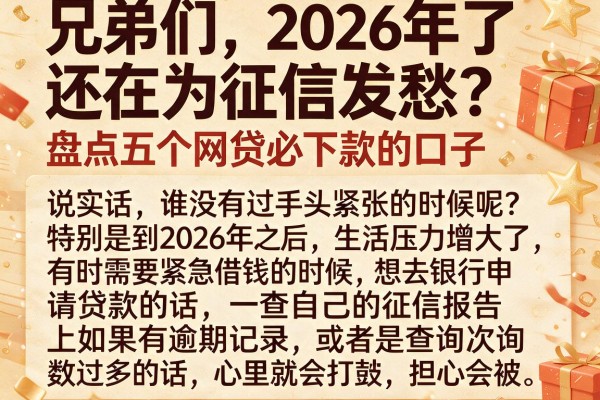 兄弟们，2026年了还在为征信发愁？盘点五个网贷必下款的口子