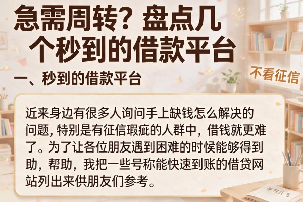 急需周转？盘点几个秒到的借款平台 不看征信