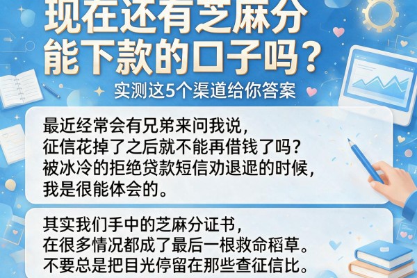 现在还有芝麻分能下款的口子吗？实测这5个渠道给你答案