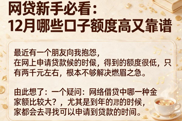 网贷新手必看：12月哪些口子额度高又靠谱