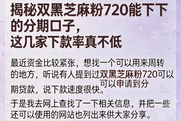 揭秘双黑芝麻粉720能下的分期口子,这几家下款率真不低