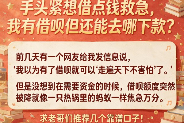 手头紧想借点钱救急，我有借呗但还能去哪下款？求老哥们推荐几个靠谱口子！