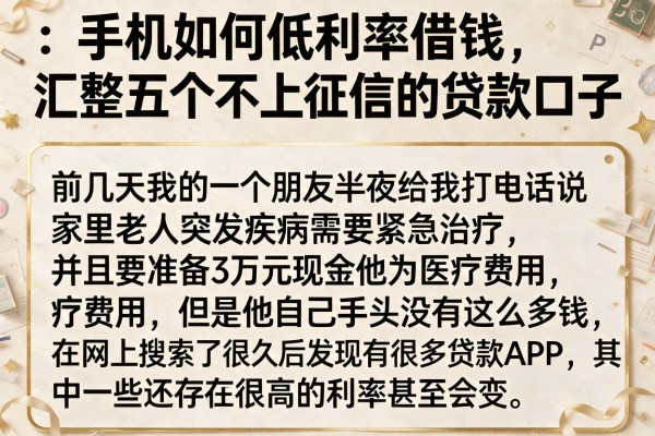 手机如何低利率借钱，汇整五个不上征信的贷款口子