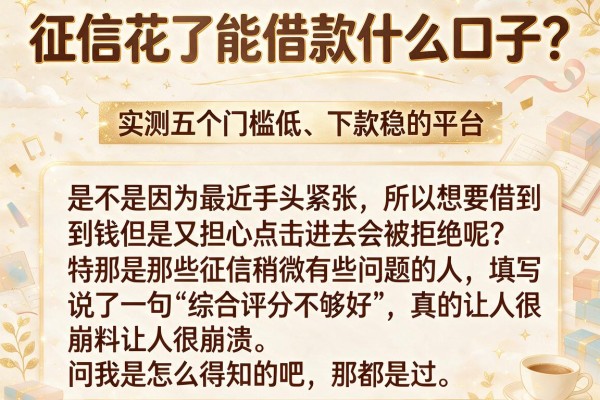 征信花了能借款什么口子？实测五个门槛低、下款稳的平台
