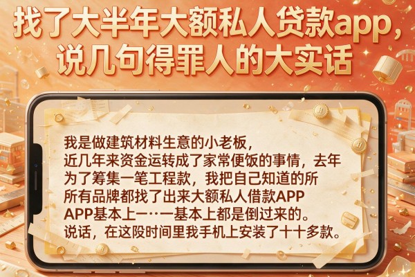 找了大半年大额私人贷款app，说几句得罪人的大实话