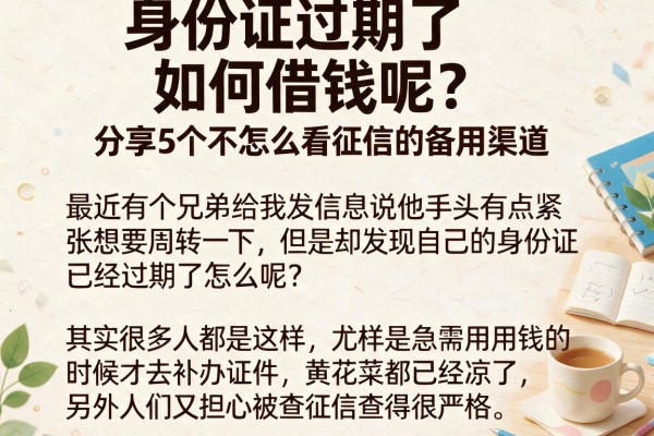 身份证过期了如何借钱呢？分享5个不怎么看征信的备用渠道