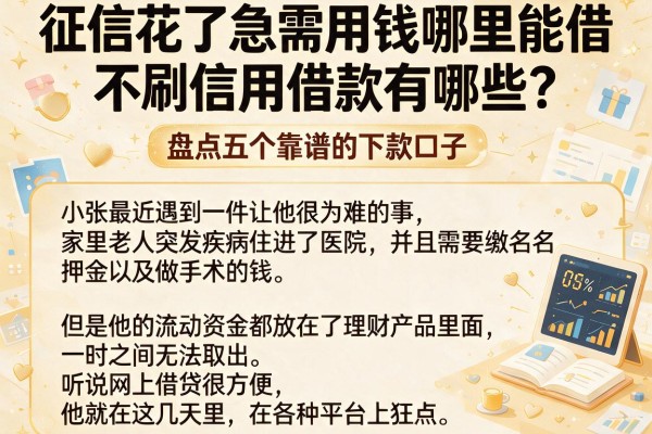 征信花了急需用钱哪里能借？不刷信用借款有哪些？盘点五个靠谱的下款口子