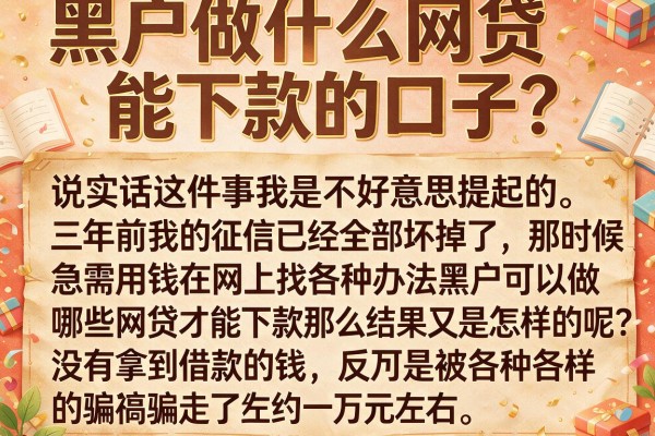 黑户做什么网贷能下款的口子？我踩了三年坑才搞明白