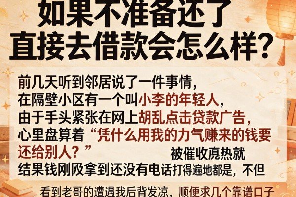 如果不准备还了直接去借款会怎么样？看到老哥的遭遇我后背发凉，顺便求几个靠谱口子