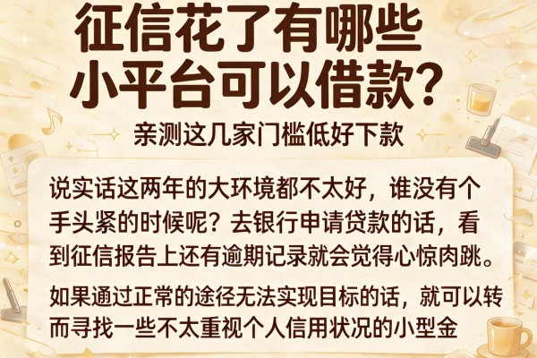 征信花了有哪些小平台可以借款？亲测这几家门槛低好下款