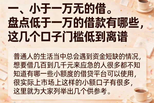 盘点低于一万的借款有哪些，这几个口子门槛低到离谱