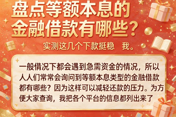 盘点等额本息的金融借款有哪些？实测这几个下款挺稳