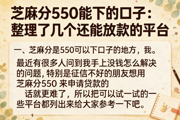 芝麻分550能下的口子：整理了几个还能放款的平台