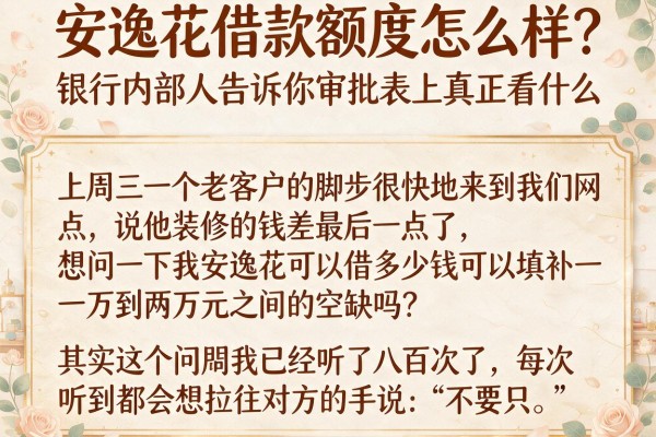 安逸花借款额度怎么样？银行内部人告诉你审批表上真正看什么