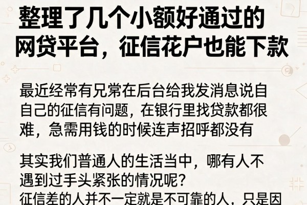 整理了几个小额好通过的网贷平台，征信花户也能下款