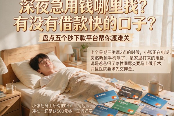 深夜急用钱哪里找？有没有借款快的口子？盘点五个秒下款平台帮你渡难关