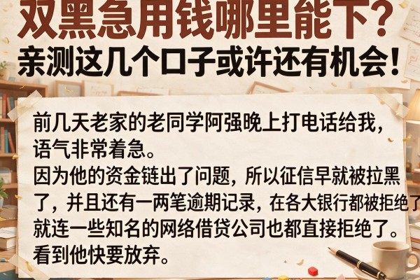 双黑急用钱哪里能下？亲测这几个口子或许还有机会！