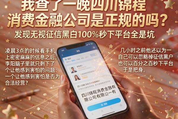 我查了一晚上四川锦程消费金融公司是正规的吗，发现无视征信黑白100%秒下平台全是坑