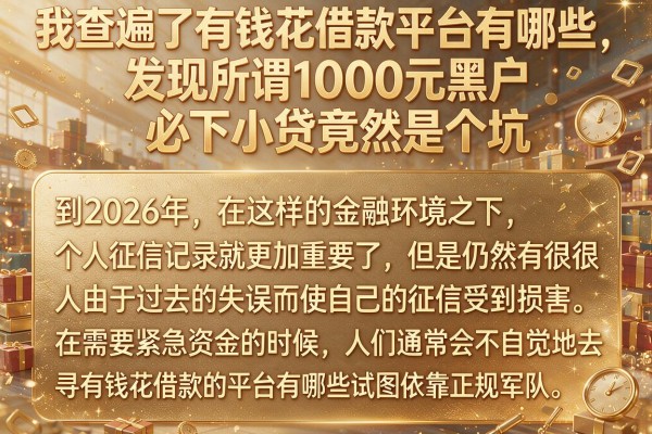我查遍了有钱花借款平台有哪些，发现所谓1000元黑户必下小贷竟然是个坑