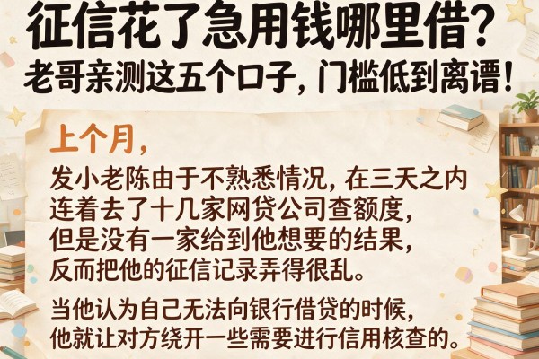 征信花了急用钱哪里借？老哥亲测这五个口子，门槛低到离谱！