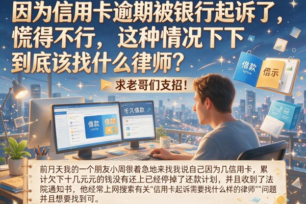 因为信用卡逾期被银行起诉了，慌得不行，这种情况下到底该找什么律师？求老哥们支招！