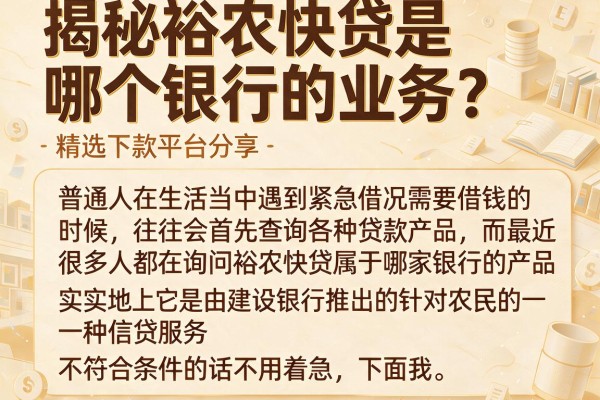 揭秘裕农快贷是哪个银行的业务？精选下款平台分享
