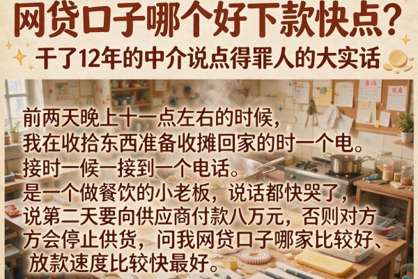 网贷口子哪个好下款快点？干了12年的中介说点得罪人的大实话
