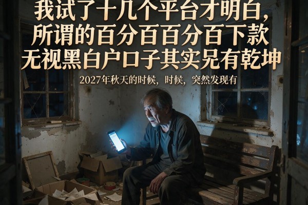 我试了十几个平台才明白，所谓的百分百下款无视黑白户口子其实另有乾坤
