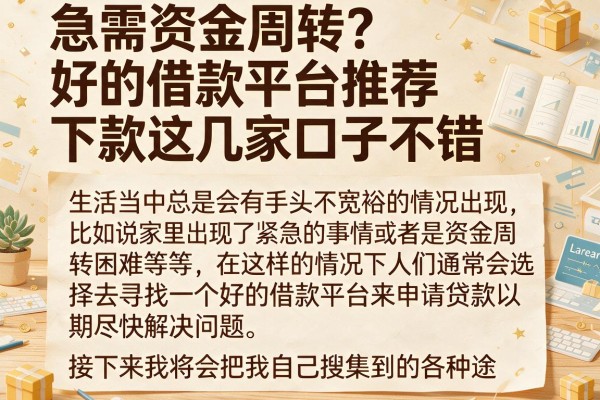 急需资金周转？好的借款平台推荐下款这几家口子不错