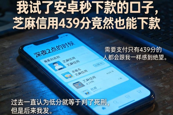 我试了安卓秒下款的口子，芝麻信用439分竟然也能下款