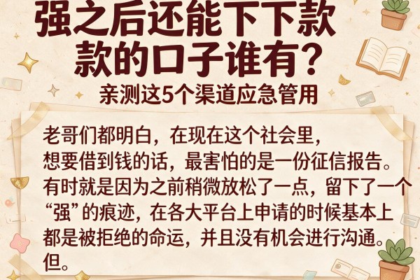 强之后还能下下款的口子谁有？亲测这5个渠道应急管用