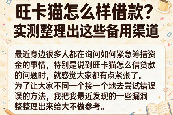 旺卡猫怎么样借款？实测整理出这些备用渠道