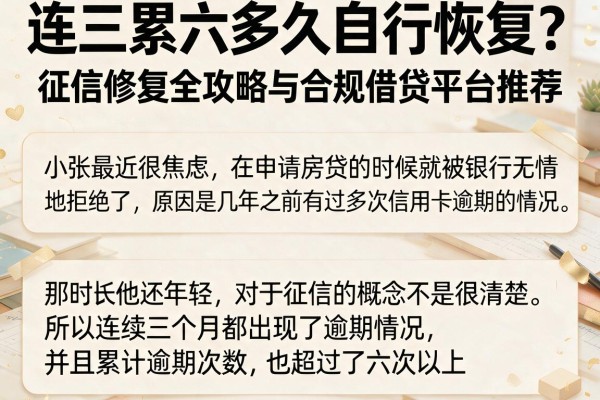 连三累六多久自行恢复？征信修复全攻略与合规借贷平台推荐
