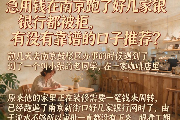 急用钱在南京跑了好几家银行都被拒，有没有靠谱的口子推荐？