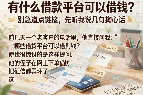 有什么借款平台可以借钱？别急着点链接，先听我说几句掏心话