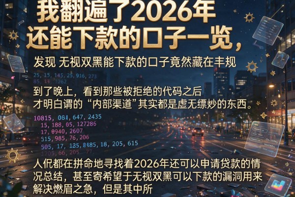 我翻遍了2026年还能下款的口子一览，发现无视双黑能下款的口子竟然藏在