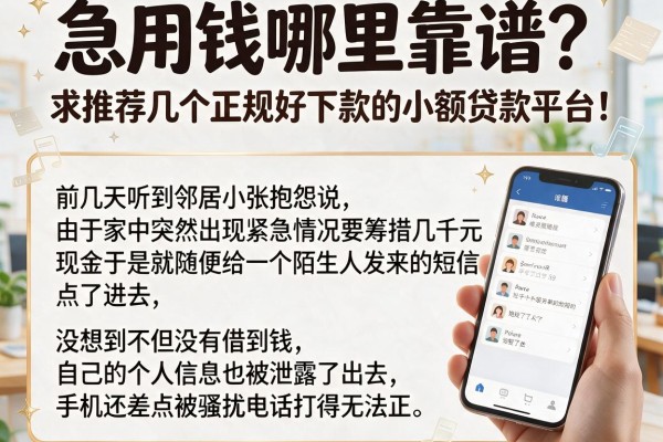 急用钱哪里靠谱？求推荐几个正规好下款的小额贷款平台！