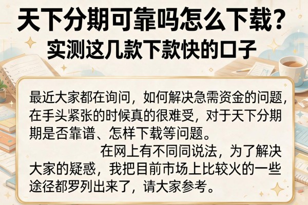天下分期可靠吗怎么下载？实测这几款下款快的口子