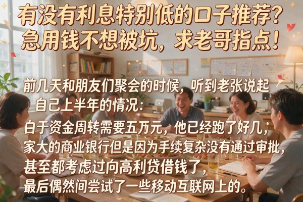 有没有利息特别低的口子推荐？急用钱不想被坑，求老哥指点！