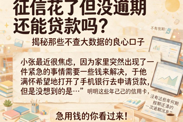 征信花了但没逾期还能贷款吗？揭秘那些不查大数据的良心口子，急用钱的你看过来！