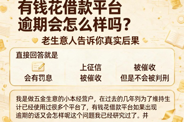 有钱花借款平台逾期会怎么样吗？老生意人告诉你真实后果