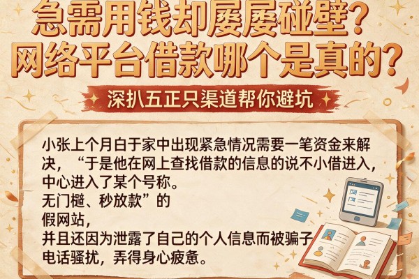 急需用钱却屡屡碰壁？网络平台借款哪个是真的？深扒五大正规渠道帮你避坑