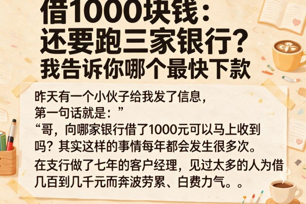借1000块钱还要跑三家银行?我告诉你哪个最快下款