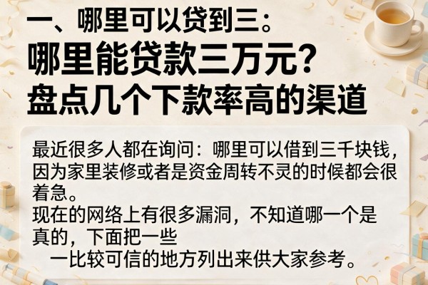 哪里能贷款三万元?盘点几个下款率高的渠道
