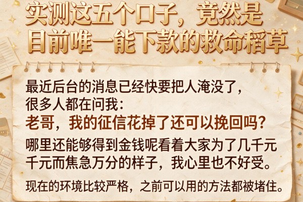 实测这五个口子，竟然是目前唯一能下款的救命稻草